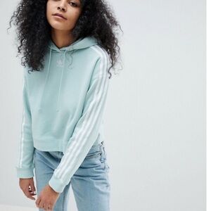 ADIDAS ORIGINALS adicolor three stripe crop hoodie